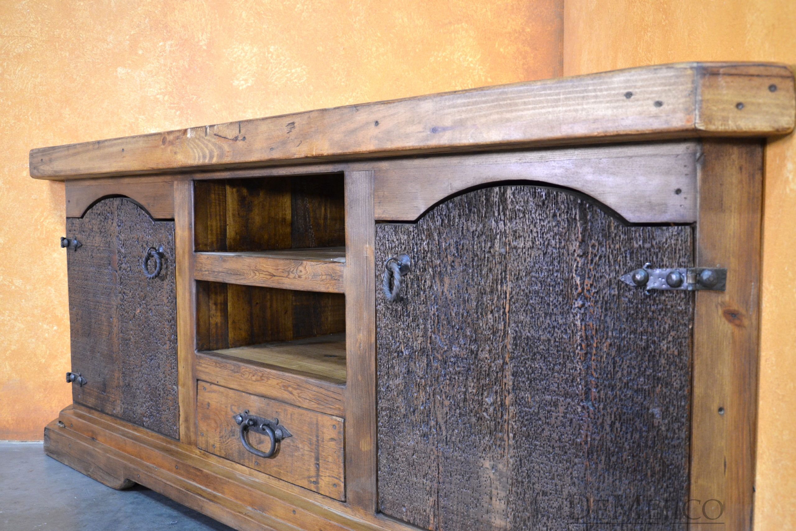 Hacienda Corner TV Stand, Rustic Entertainment Center - Demejico