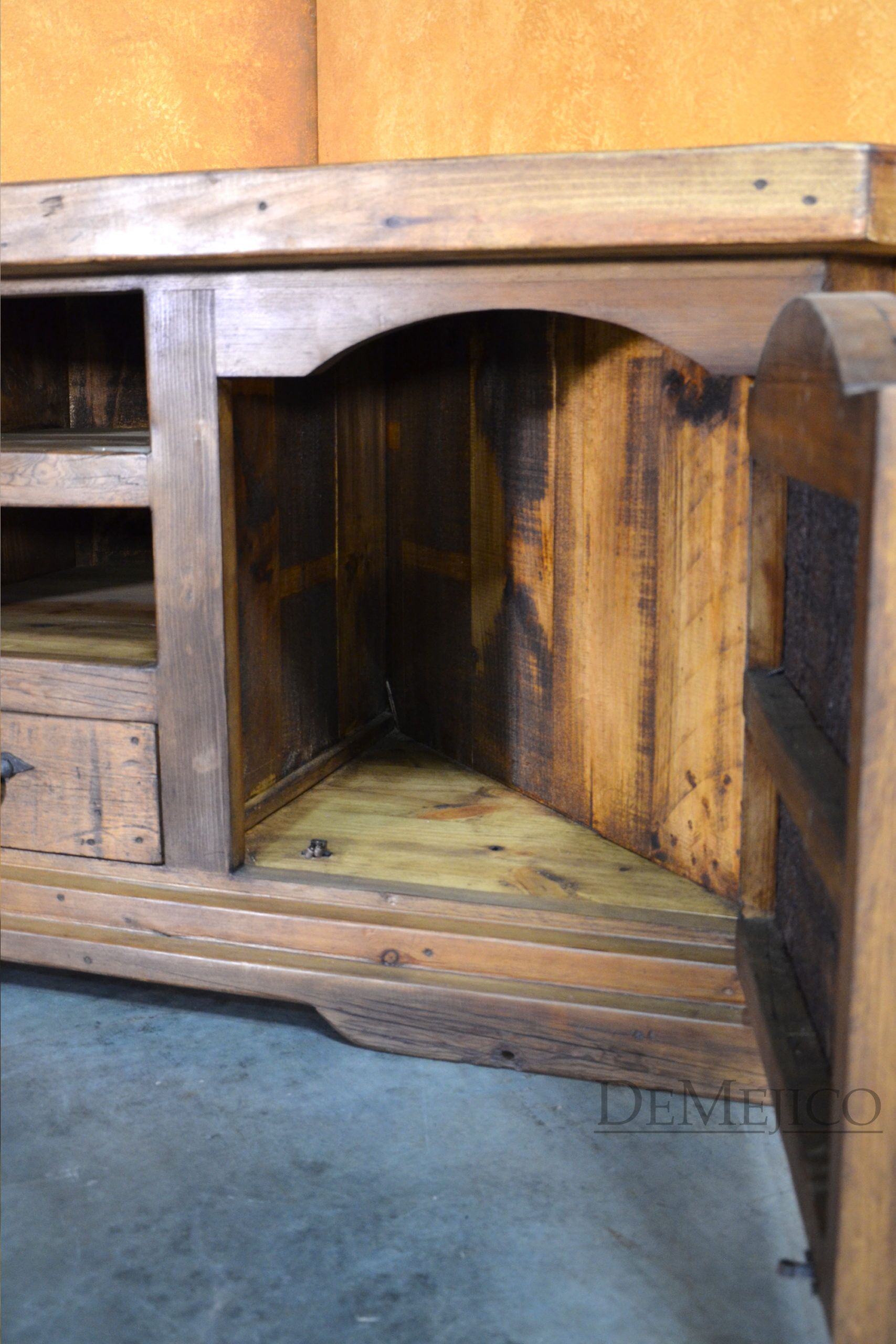 Hacienda Corner TV Stand, Rustic Entertainment Center - Demejico