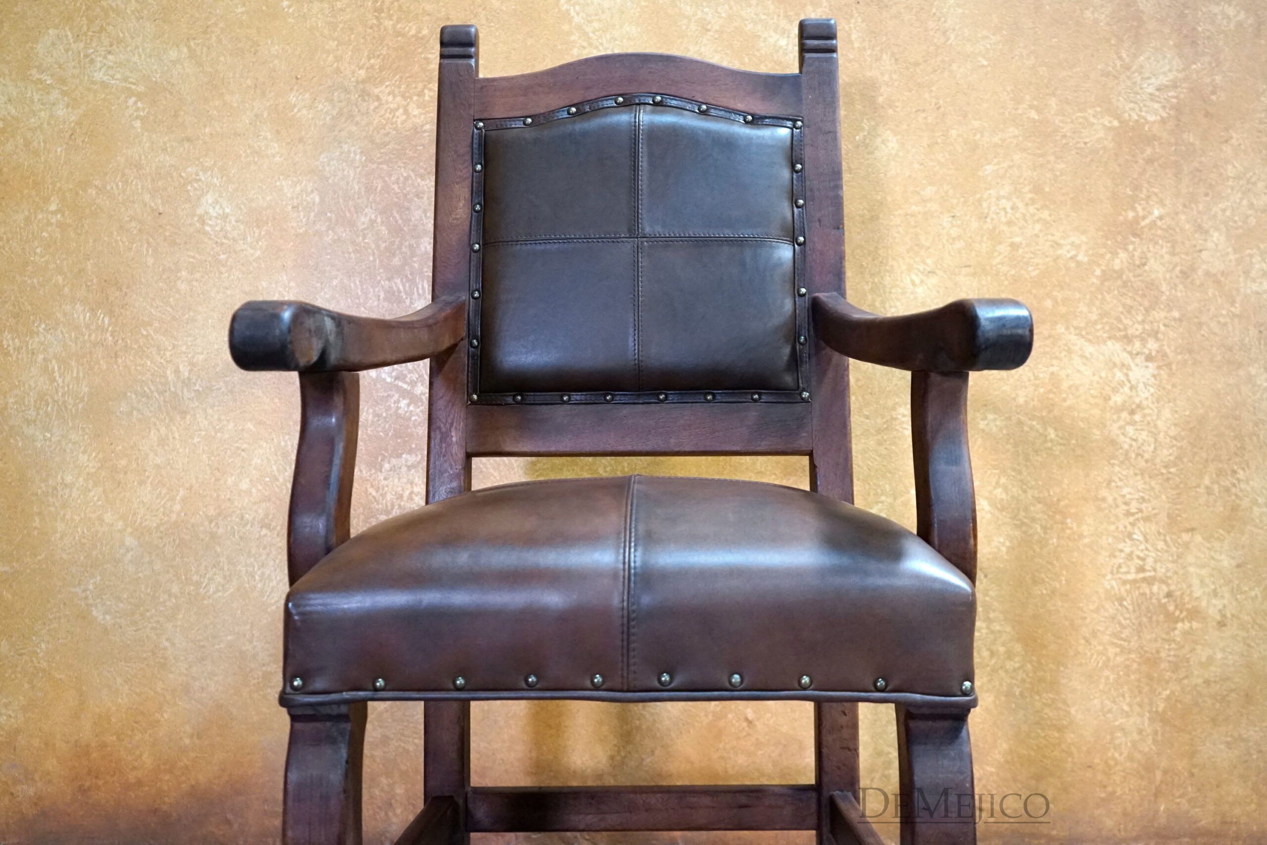 Spanish Leather Dining Chairs, Silla Santa Paula with Arms - Demejico