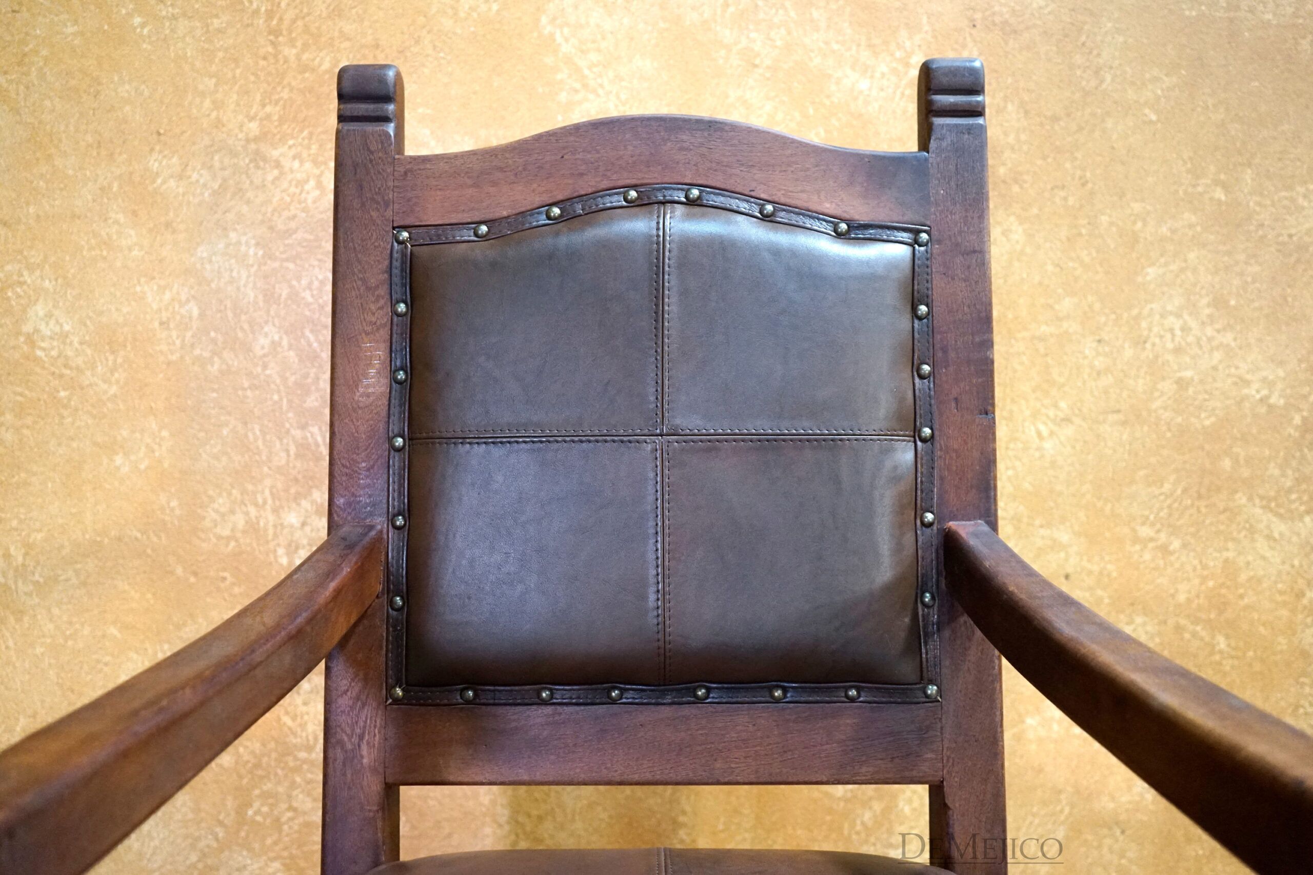 Spanish Leather Dining Chairs, Silla Santa Paula with Arms - Demejico