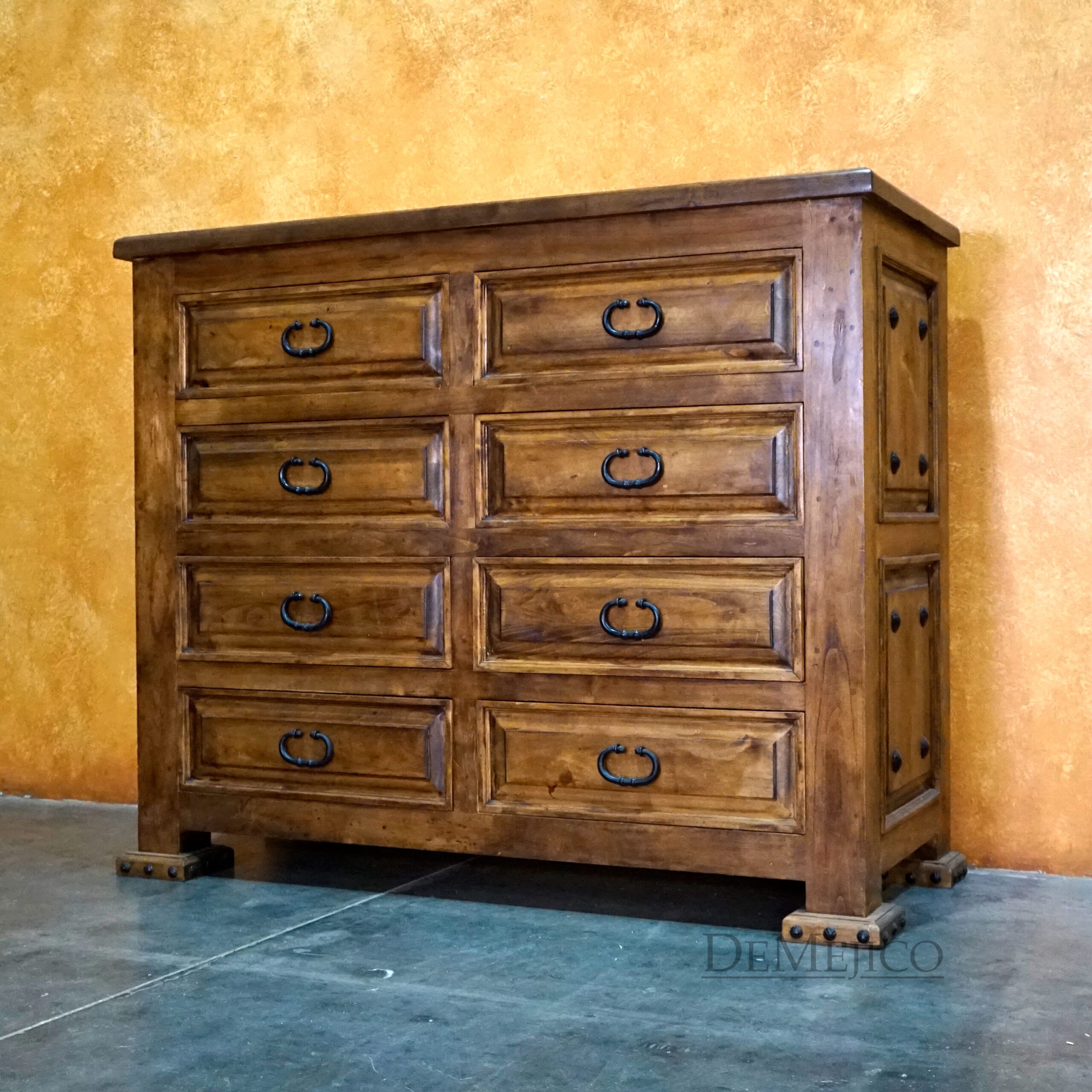 dresser in spanish Dixie Furniture Solid Pecan Spanish Mediterranean Style 68" Triple Door Dresser 500-235