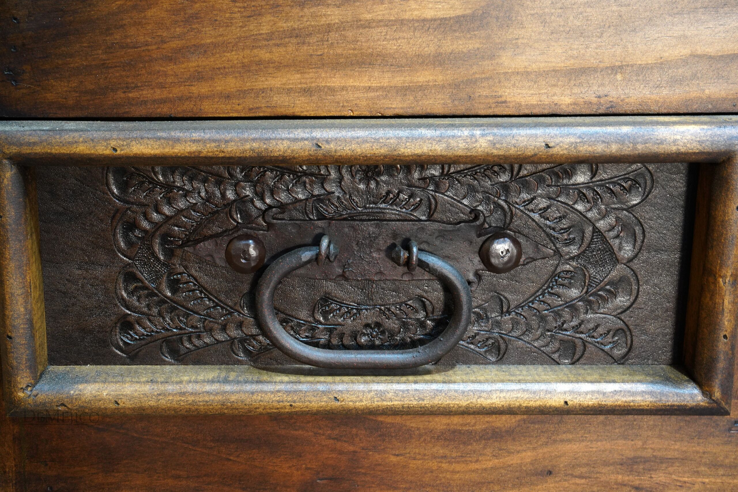 Cincel Illuminated Bookcase, Tooled Leather Bookcase, Spanish Bookcase