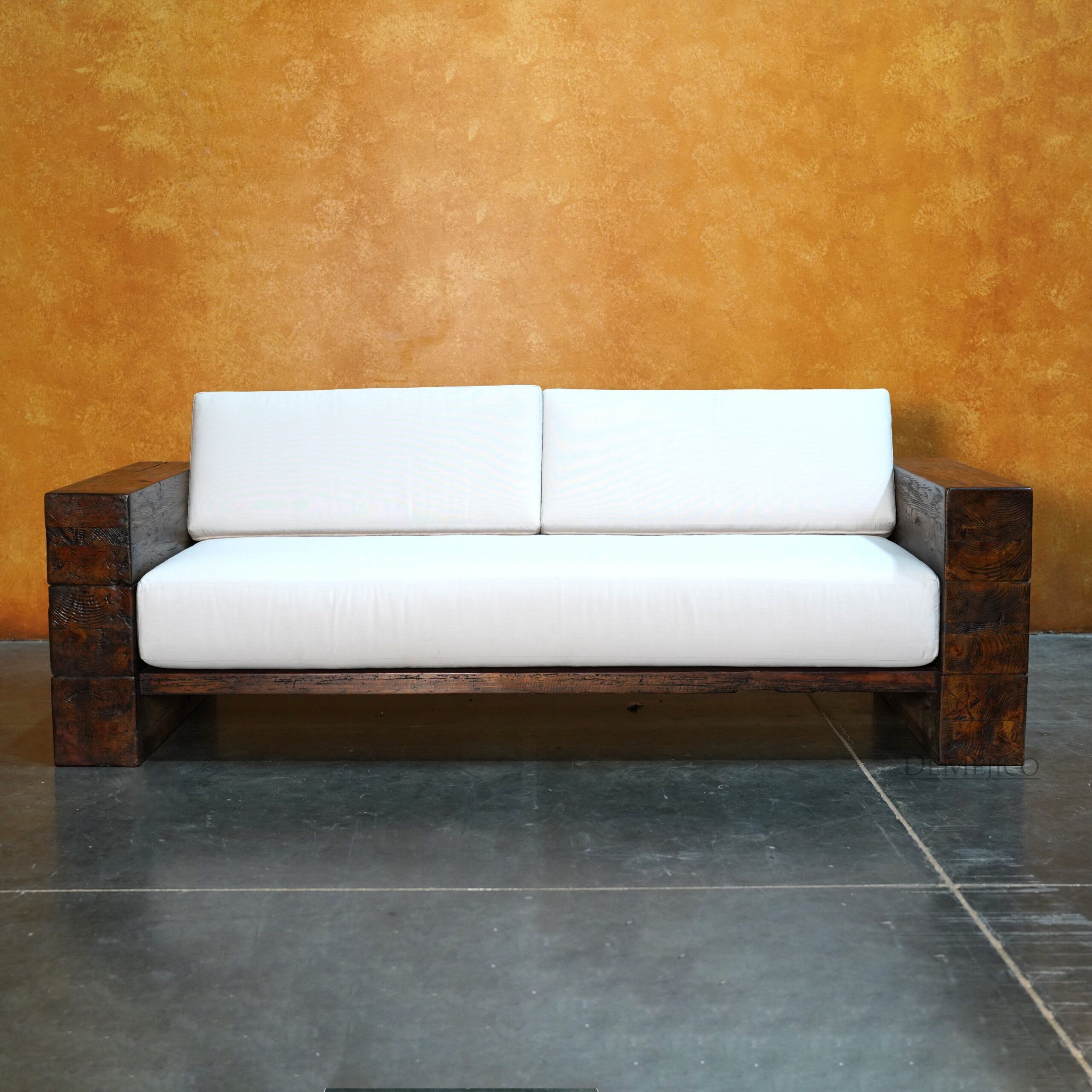 Vigas Sofa, Rustic Wood Frame Sofa - Demejico