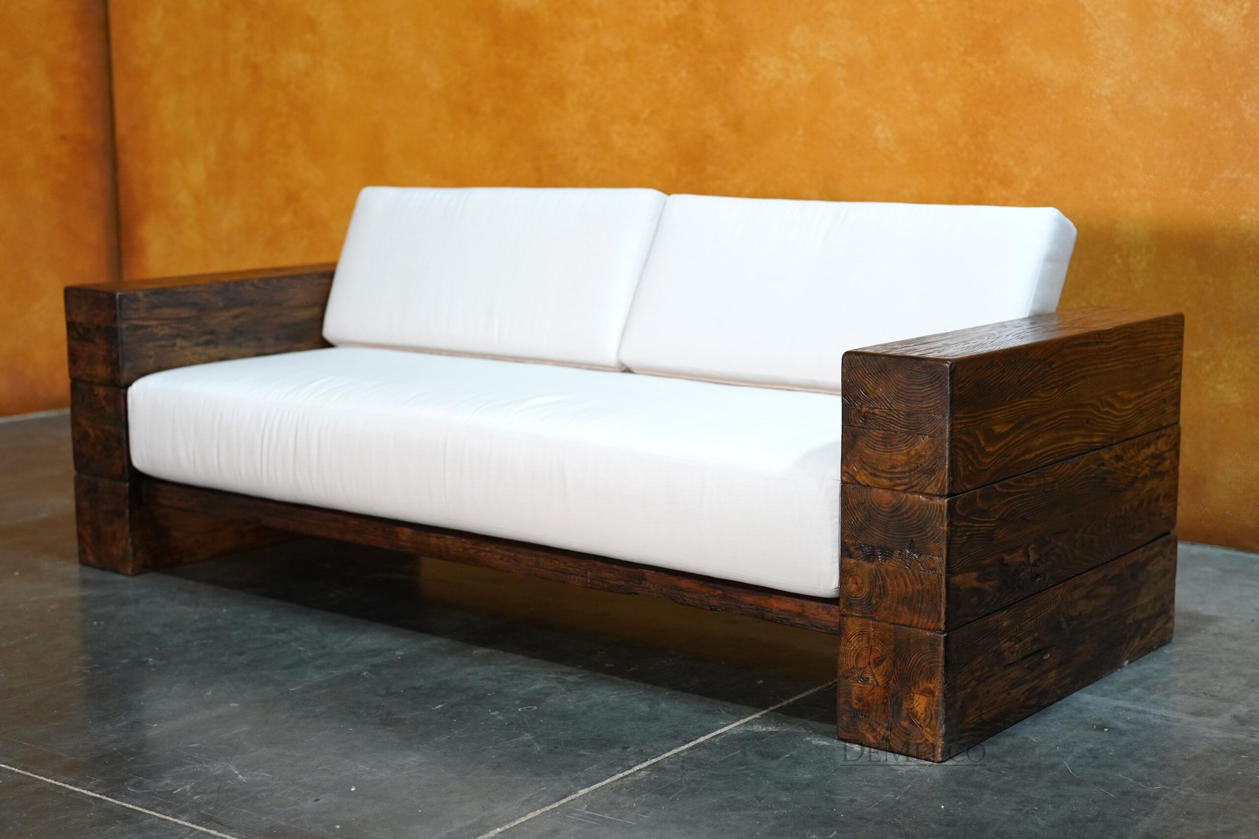 Vigas Sofa, Rustic Wood Frame Sofa - Demejico