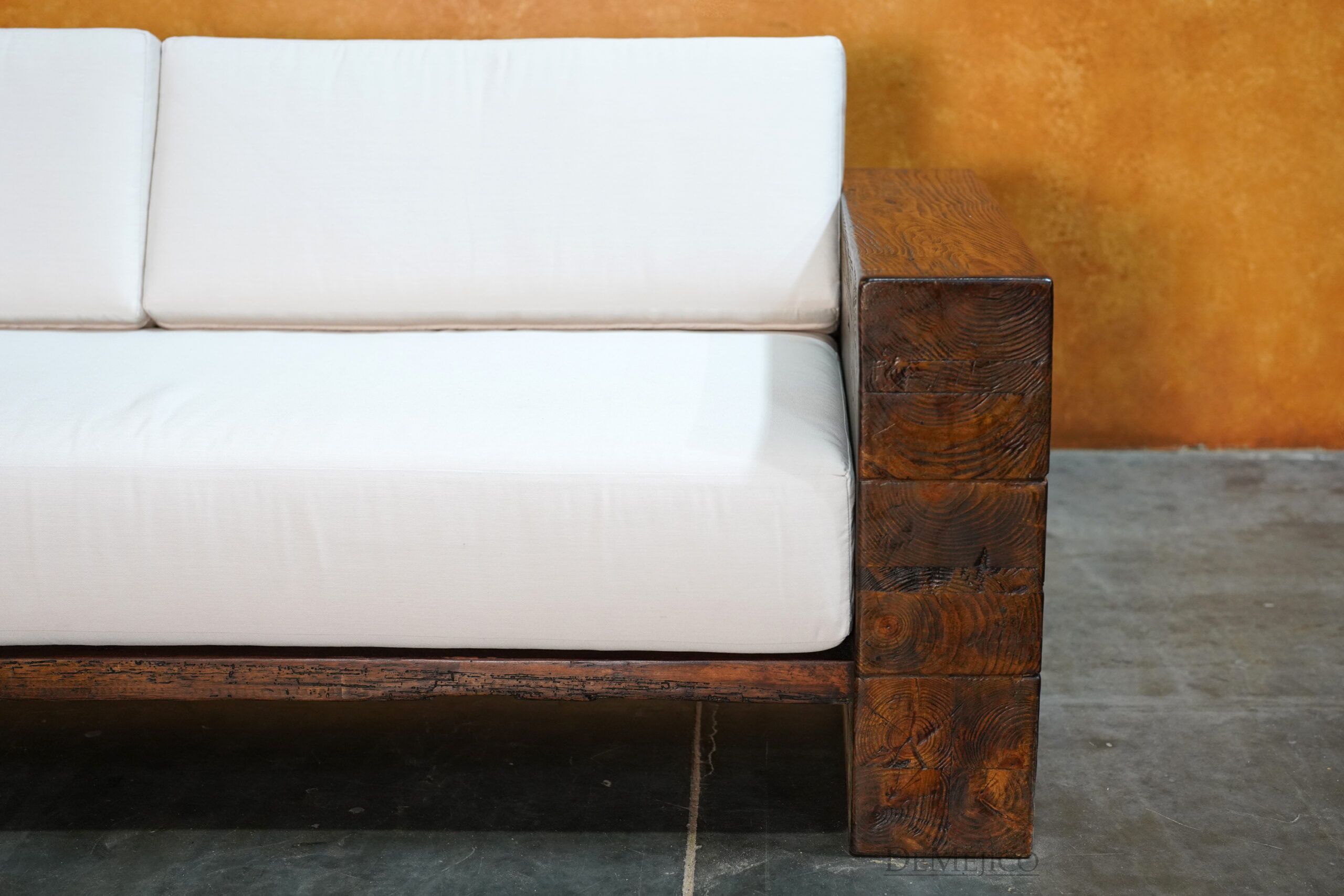 Vigas Sofa, Rustic Wood Frame Sofa - Demejico