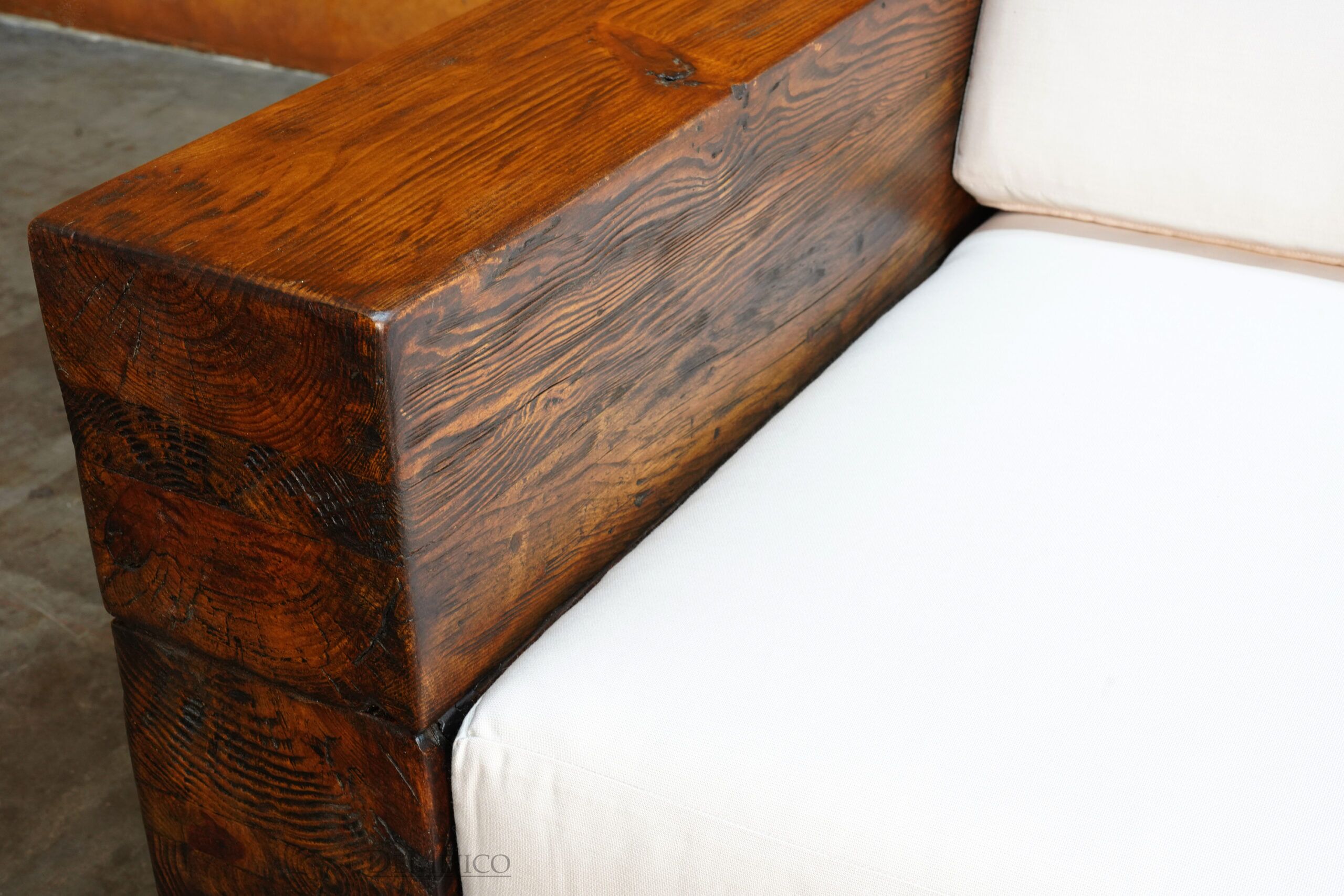 Vigas Sofa, Rustic Wood Frame Sofa - Demejico