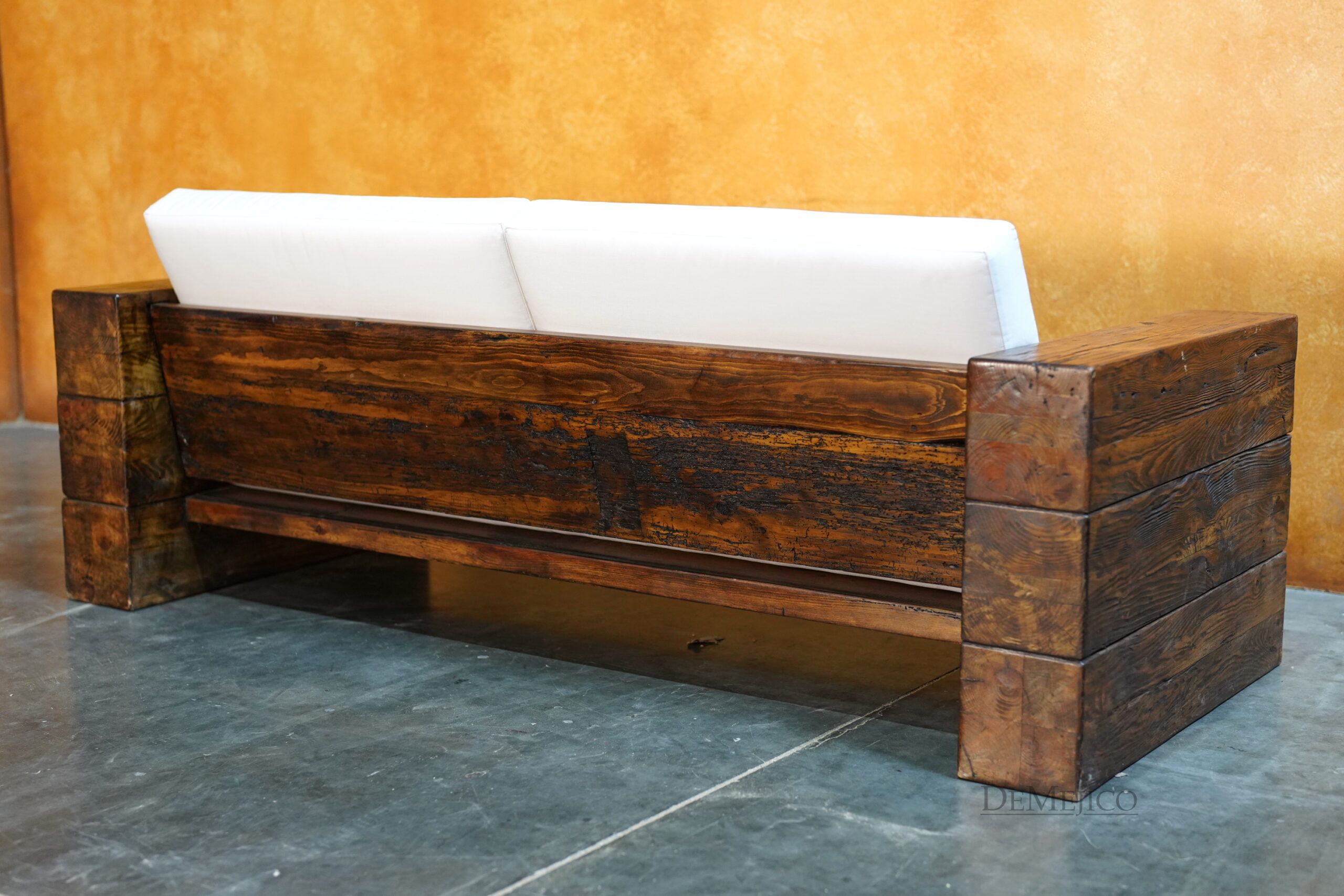Vigas Sofa, Rustic Wood Frame Sofa - Demejico