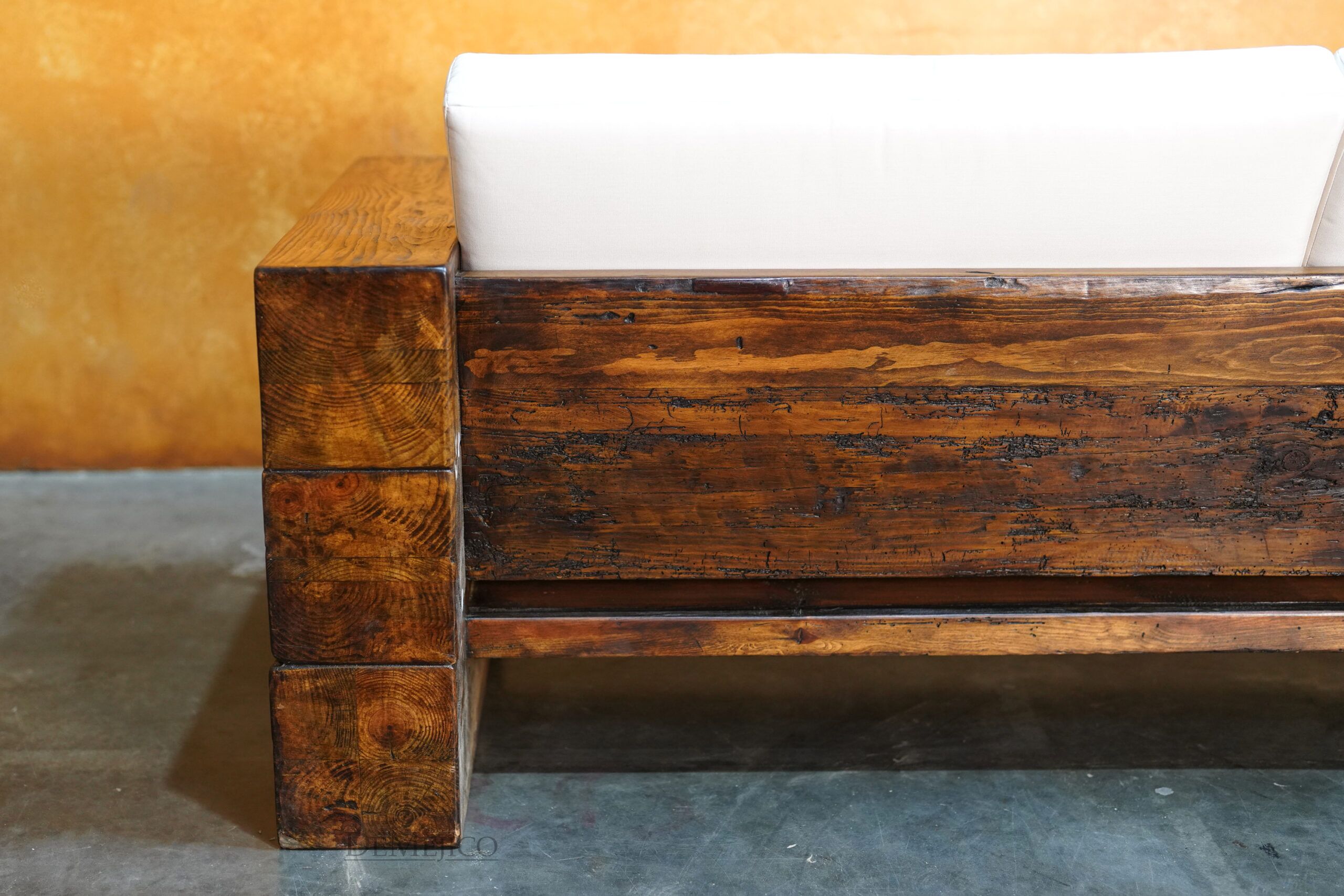 Vigas Sofa, Rustic Wood Frame Sofa - Demejico