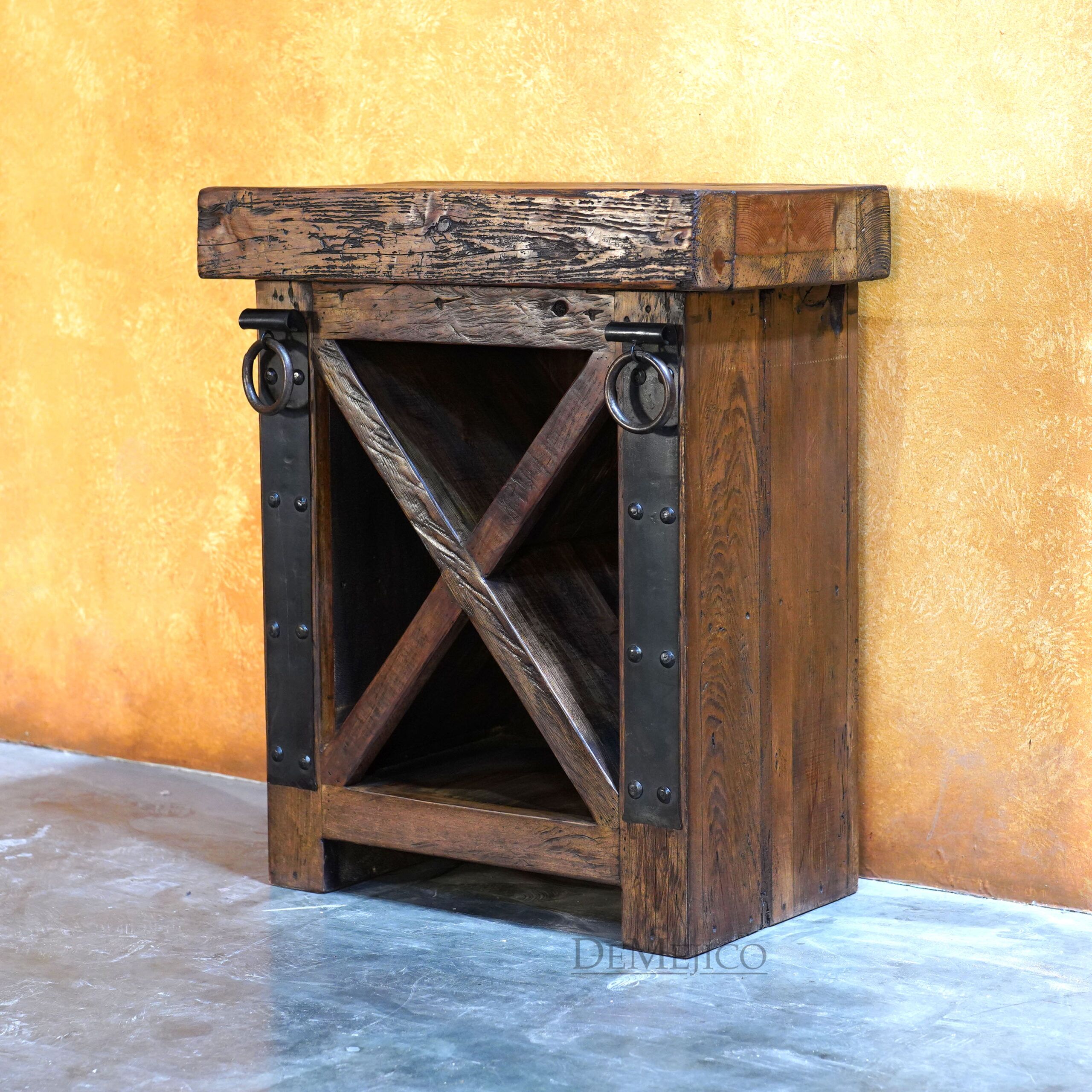 Ensenada Old Wood Wine Cabinet, Rustic Wine Rack, Rustic Wine Storage