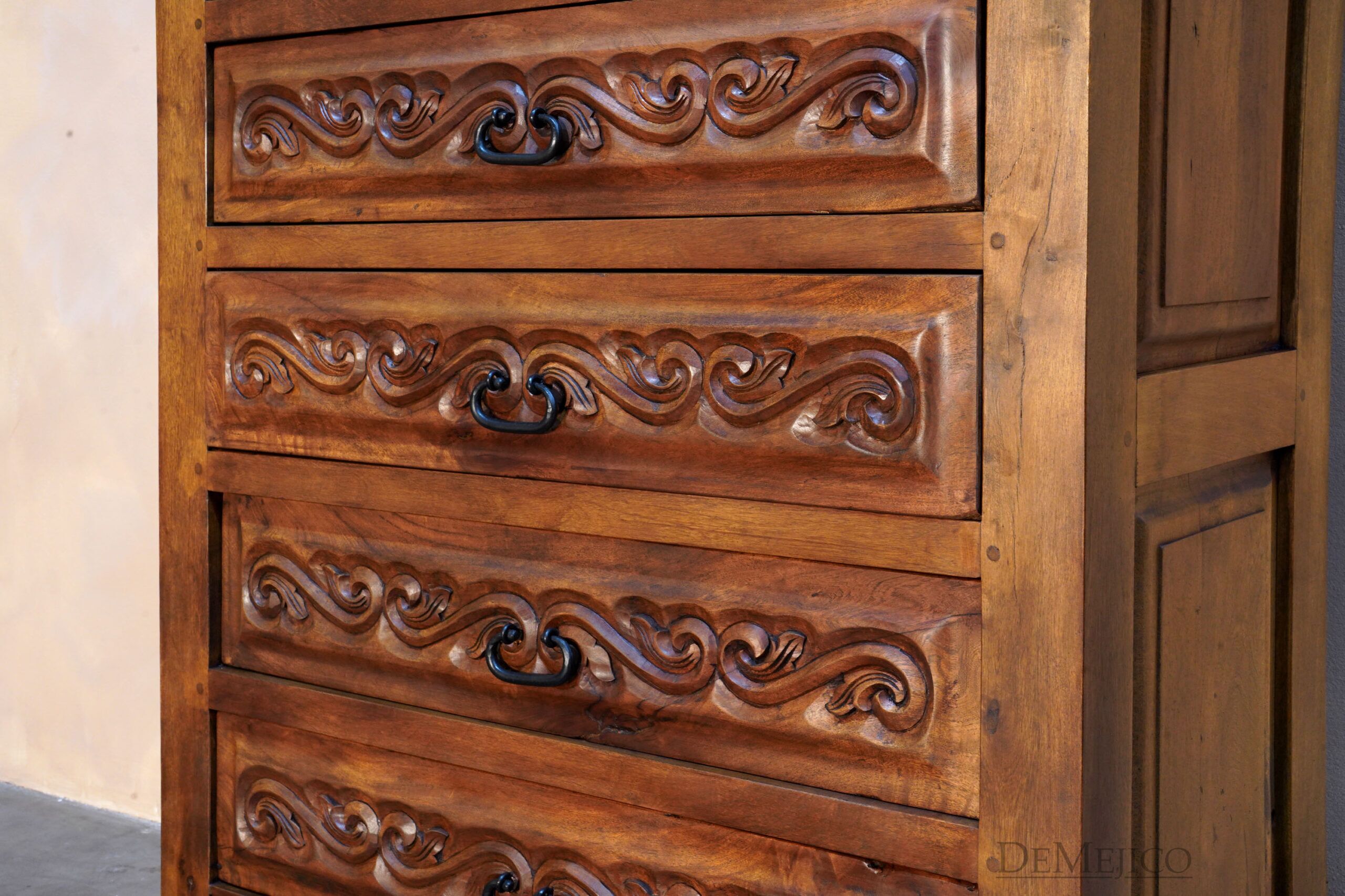 Conquista Tall Dresser, Hand Carved Dresser, Spanish Colonial Dresser