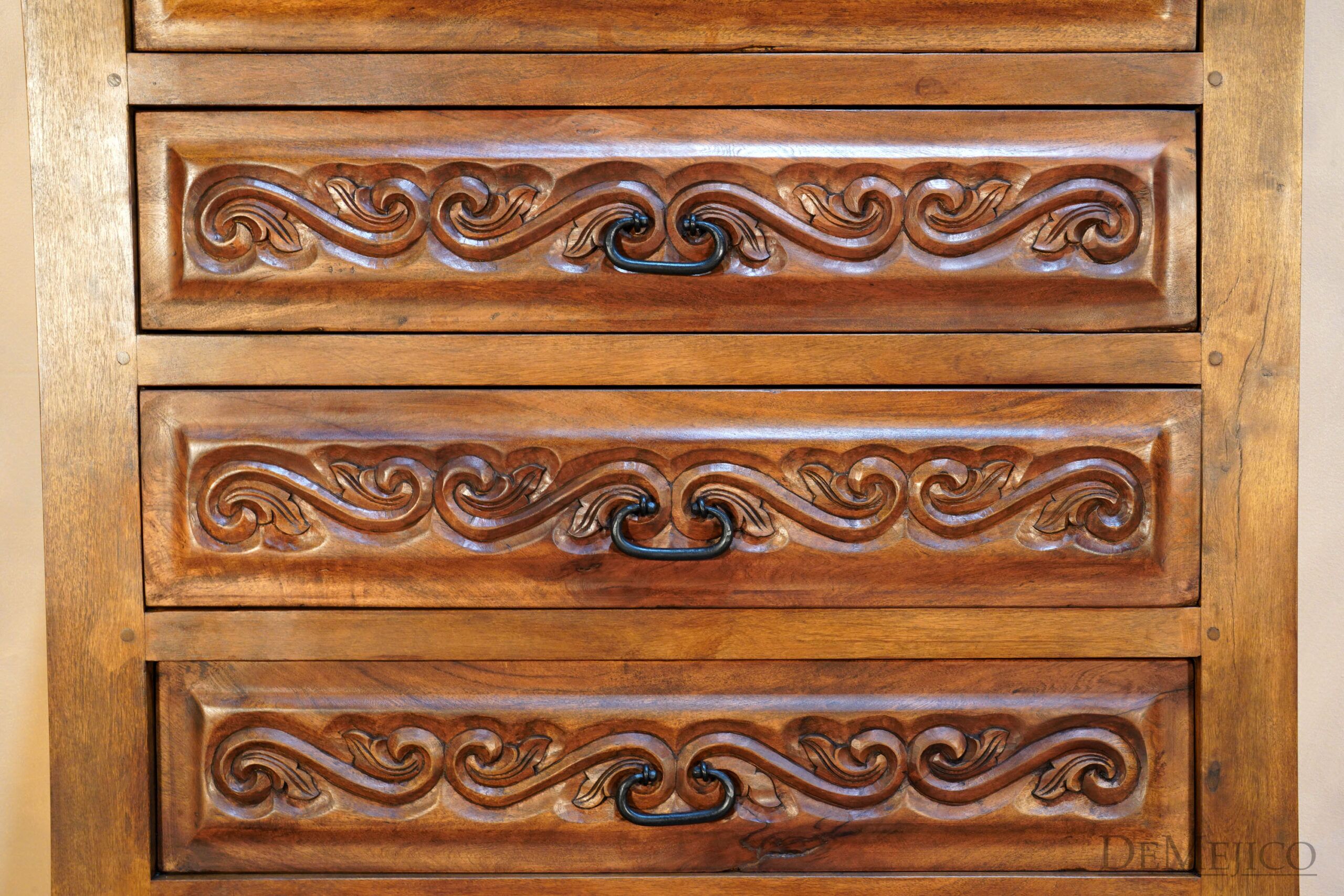 Conquista Tall Dresser, Hand Carved Dresser, Spanish Colonial Dresser