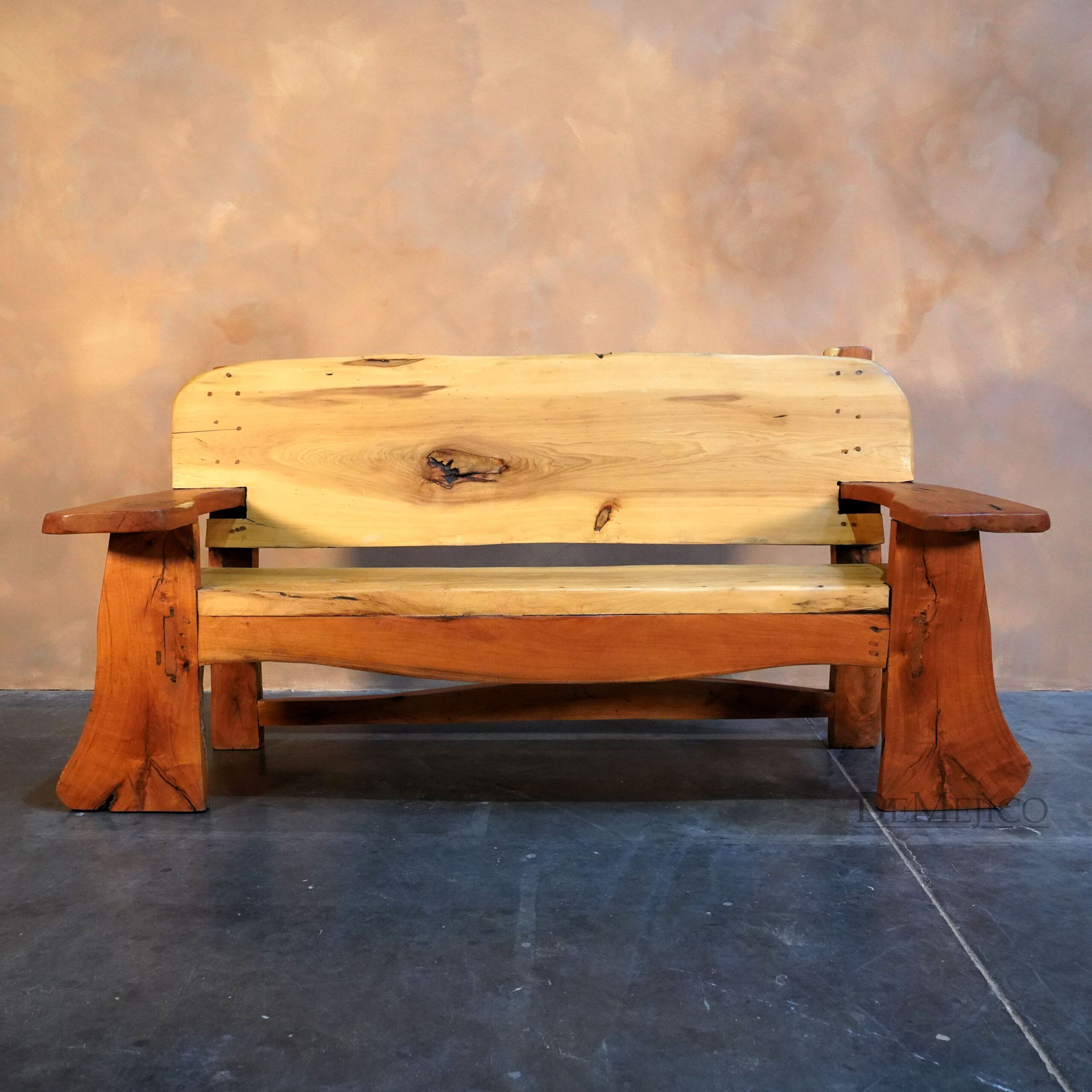 Live Edge Bench, Mesquite Slab Bench - Demejico