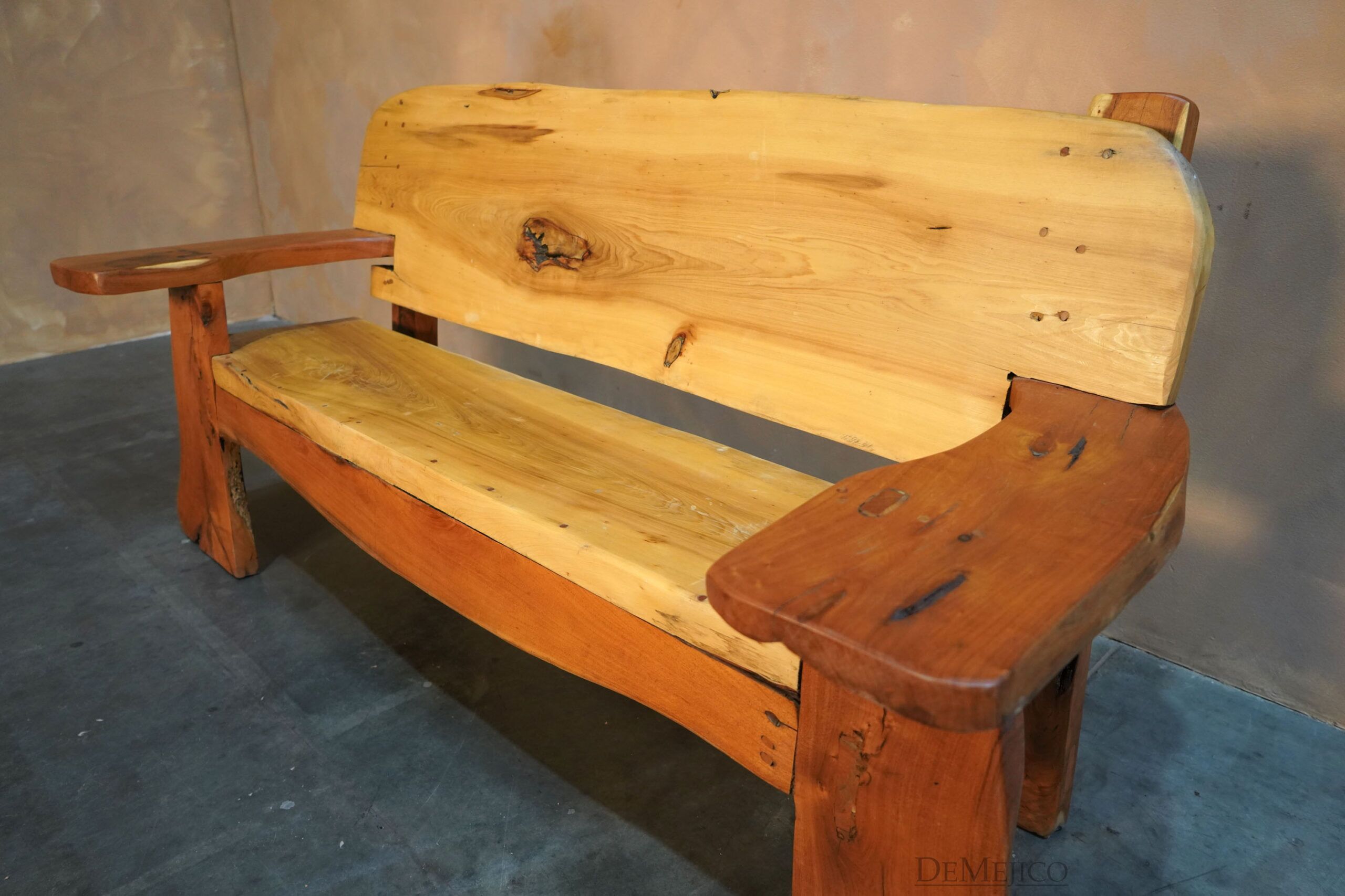 Live Edge Bench, Mesquite Slab Bench - Demejico