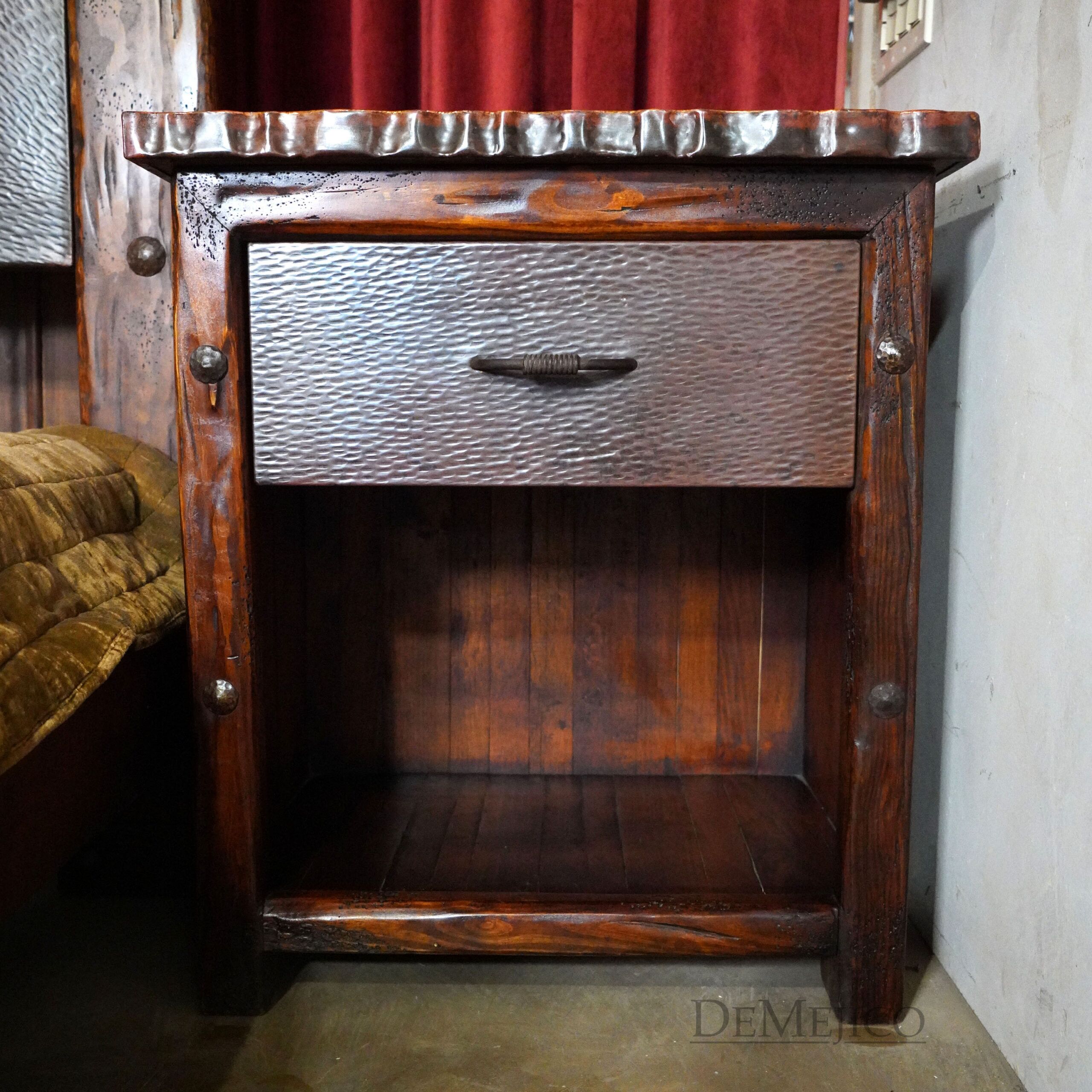 Buro Villa Hermosa, Southwest Style Nightstand, Copper Nightstand - Demejico