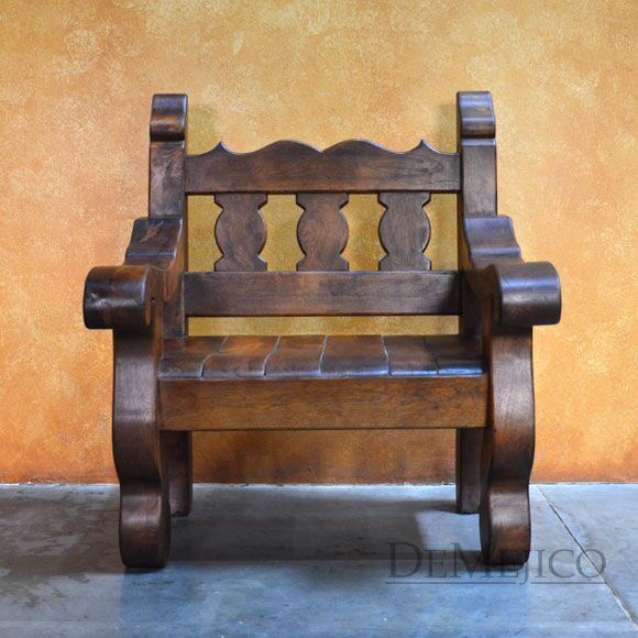 Old Mexico Bench Single Seater Bench, Spanish Bench, Spanish Colonial Chairs