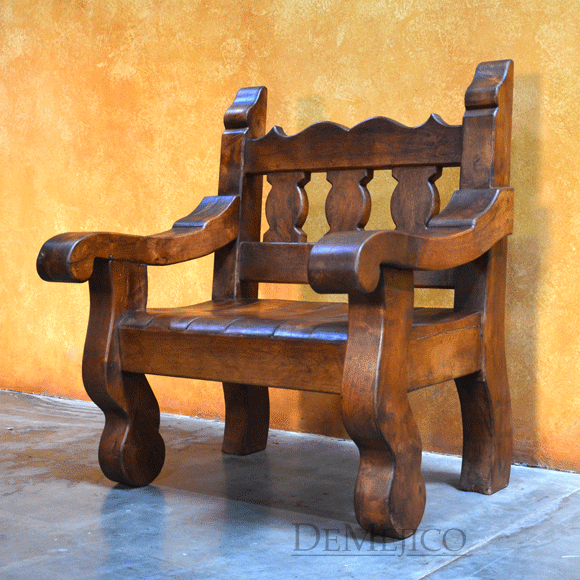 Old Mexico Bench Single Seater Bench, Spanish Bench, Spanish Colonial Chairs