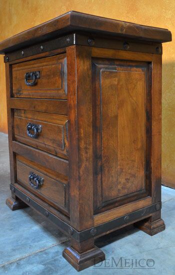 Mesquite Nightstand, 3 Drawers, Bedside Table