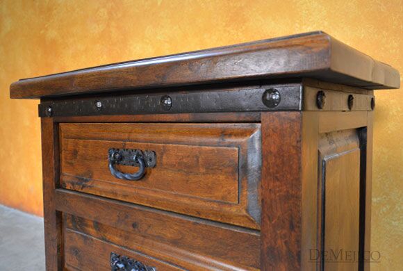 Mesquite Nightstand, 3 Drawers, Bedside Table