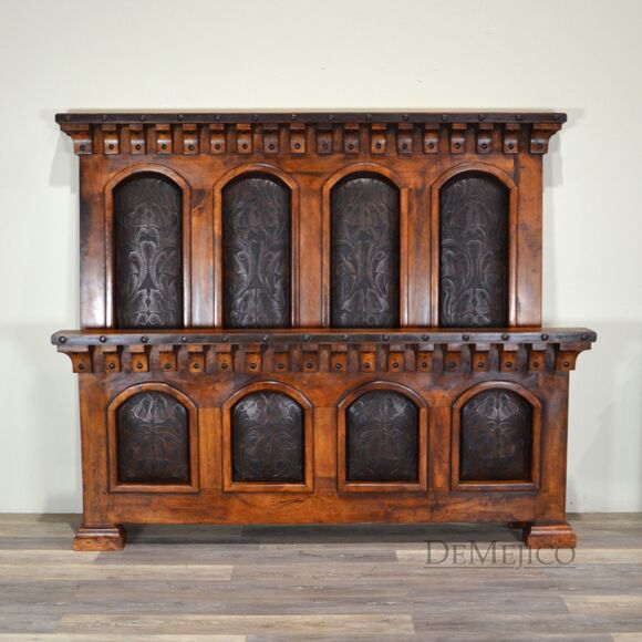 Tooled Leather Bed, Tall Headboard