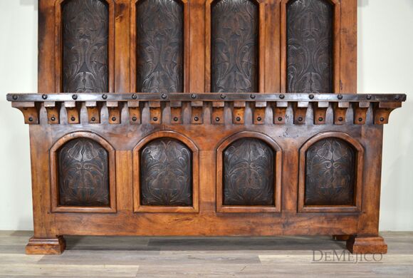 Tooled Leather Bed, Tall Headboard