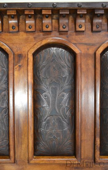 Tooled Leather Bed, Tall Headboard