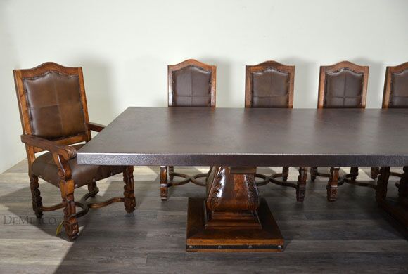 Mesa Hoja with Copper Top, Spanish Style Dining Table