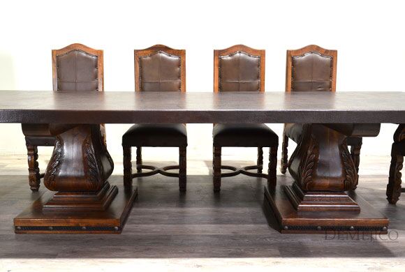 Mesa Hoja with Copper Top, Spanish Style Dining Table