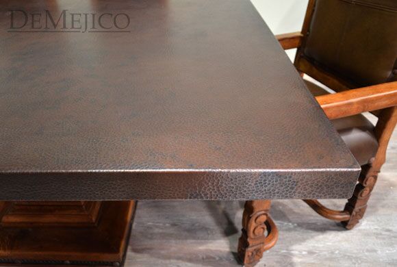 Mesa Hoja with Copper Top, Spanish Style Dining Table