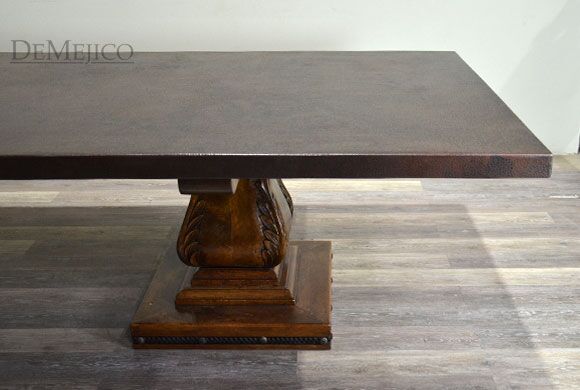 Mesa Hoja with Copper Top, Spanish Style Dining Table