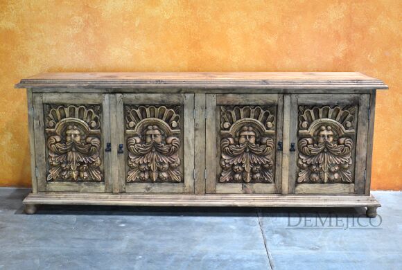 Bigoton Hand Carved Buffet Table, Spanish Buffet