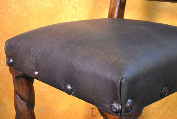 Tooled Chapital Hand Carved Spanish Barstool, Spanish Revival Barstools