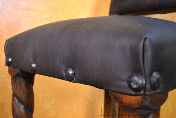 Tooled Chapital Hand Carved Spanish Barstool, Spanish Revival Barstools