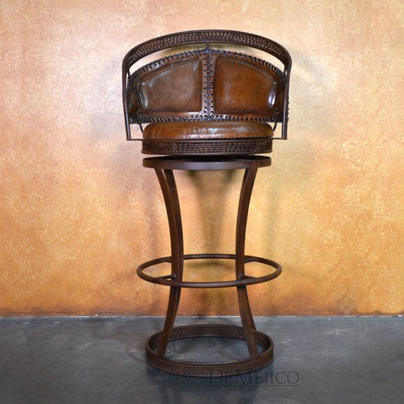 Iron Equipal Barstool, Spanish Barstool, Swivel Barstool