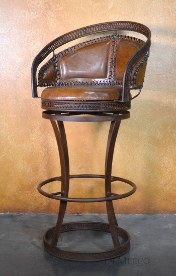 Iron Equipal Barstool, Spanish Barstool, Swivel Barstool