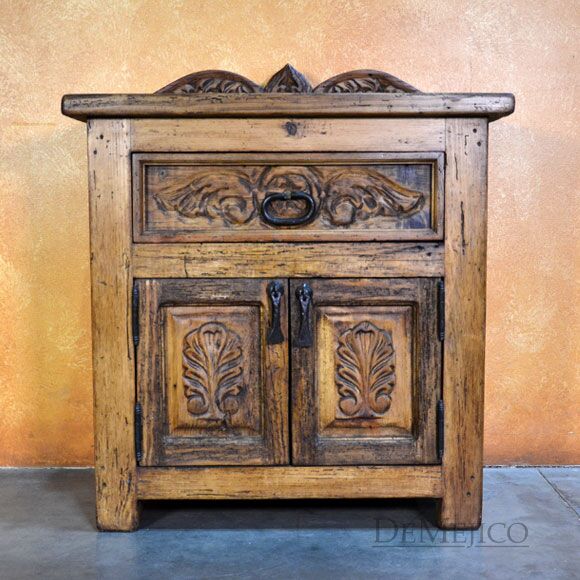 Ángel Nightstand, Spanish Carved Nightstand, Spanish Nightstand