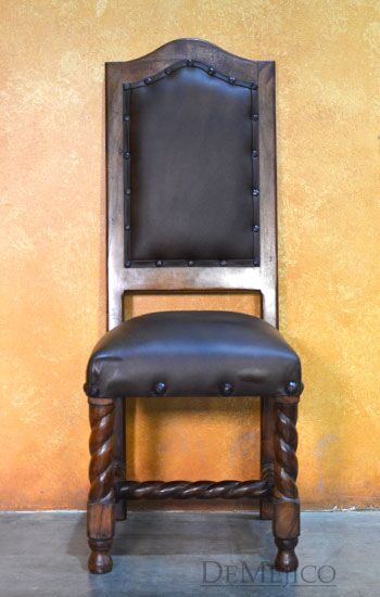 Silla Casa Torcida, Spanish Leather Chair, Leather Dining Chair