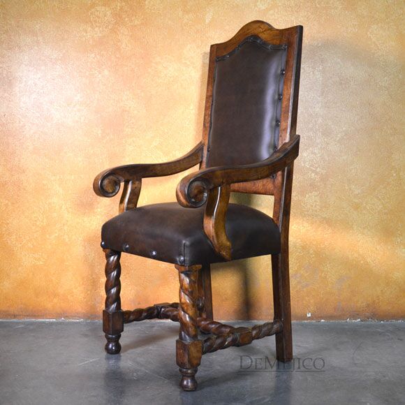 Silla Casa Torcida, Spanish Leather Chair, Leather Dining Chair