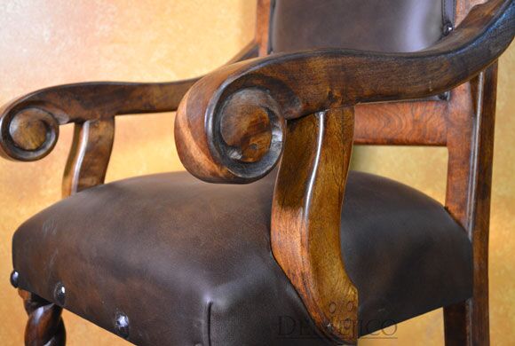 Silla Casa Torcida, Spanish Leather Chair, Leather Dining Chair