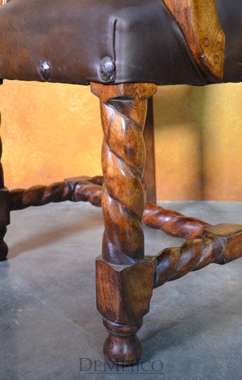 Silla Casa Torcida, Spanish Leather Chair, Leather Dining Chair