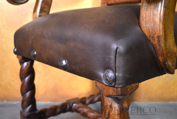 Silla Casa Torcida, Spanish Leather Chair, Leather Dining Chair