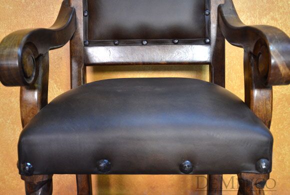 Silla Casa Torcida, Spanish Leather Chair, Leather Dining Chair