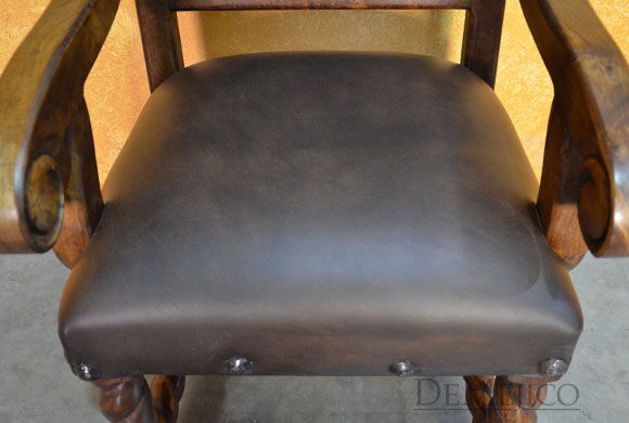 Silla Casa Torcida, Spanish Leather Chair, Leather Dining Chair