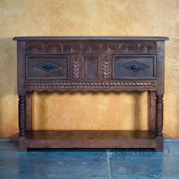 Small Spanish Revival Console, Spanish Carved Console