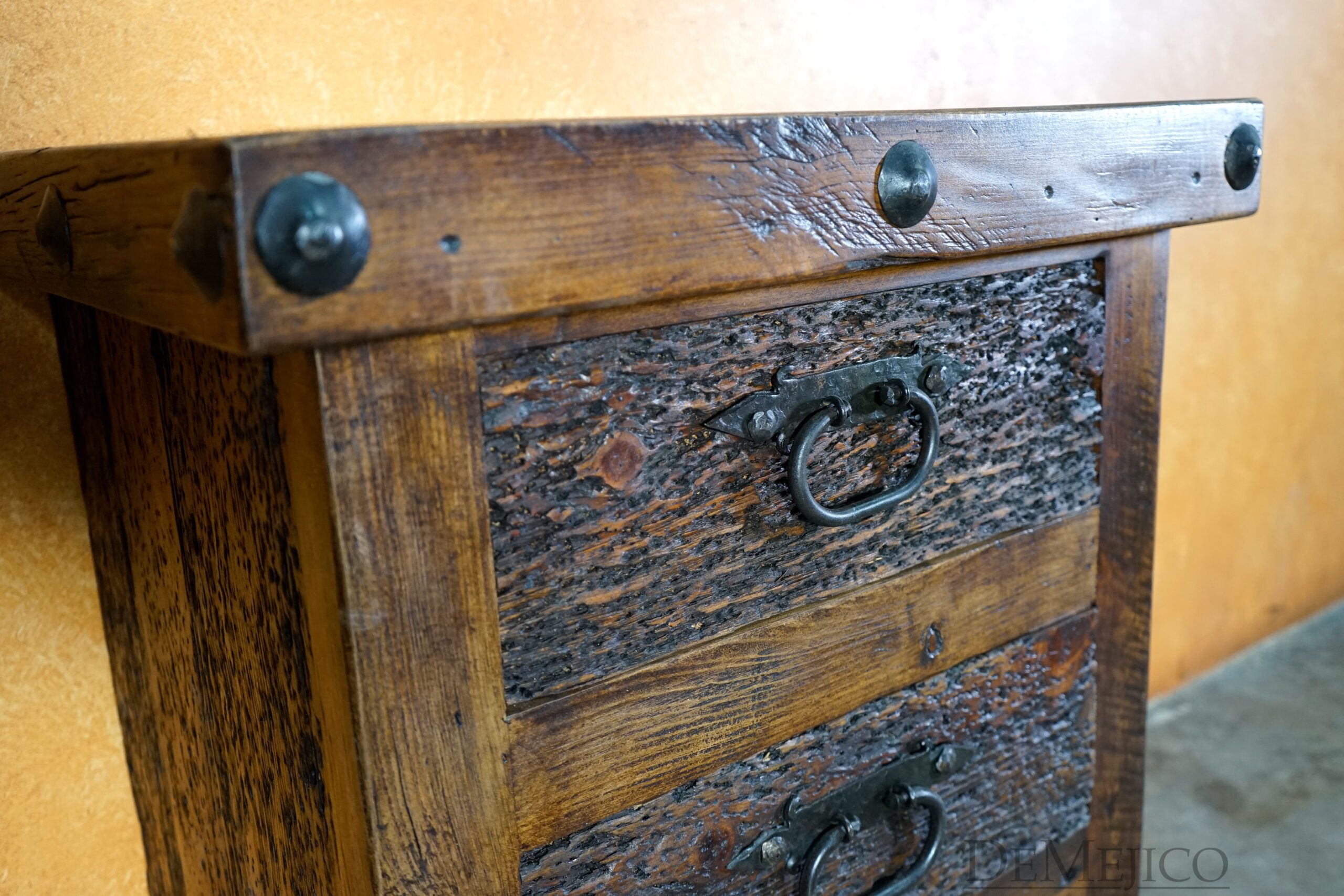 3 Drawer Troje Rustic Nightstand, Old World Nightstand - Demejico