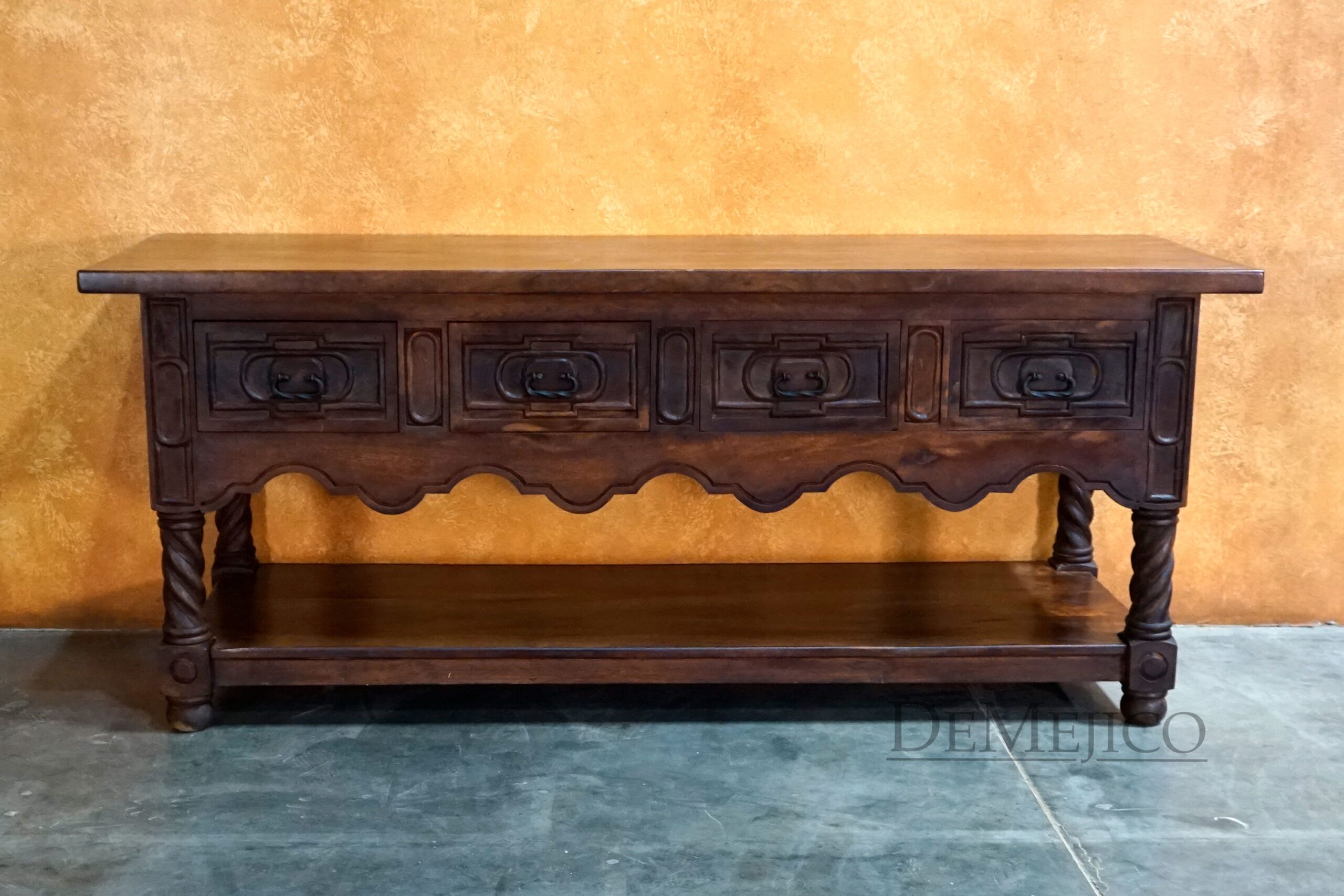 Madrid Island, Hand Carved Island, Spanish Kitchen Island - Demejico