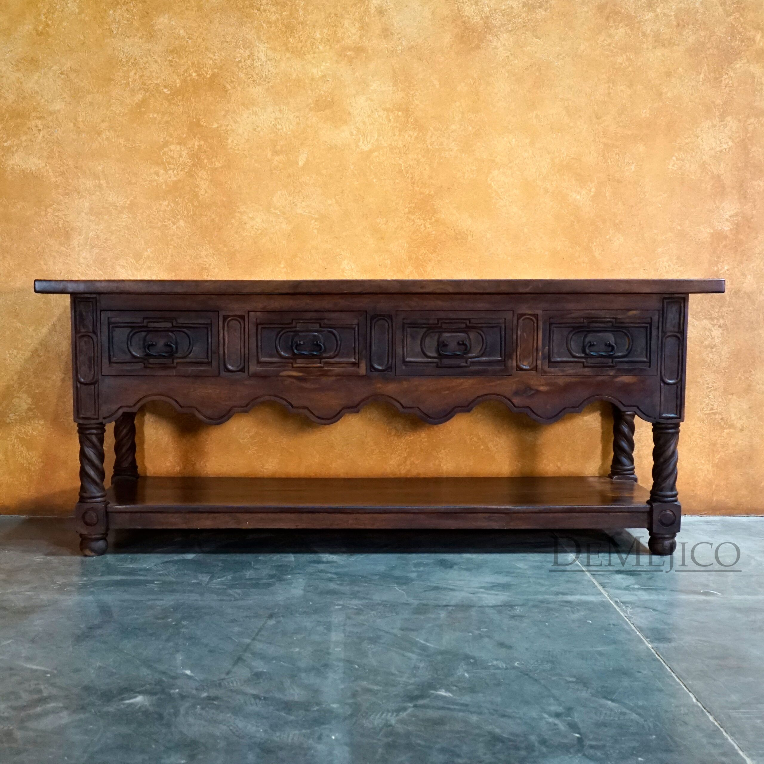 Madrid Island, Hand Carved Island, Spanish Kitchen Island - Demejico