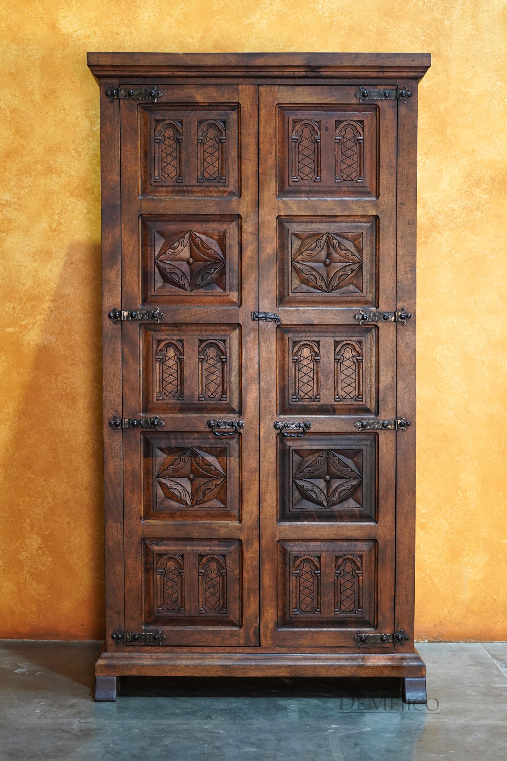 Armario Girasol, Spanish Carved Armoire, Spanish Armoire - Demejico