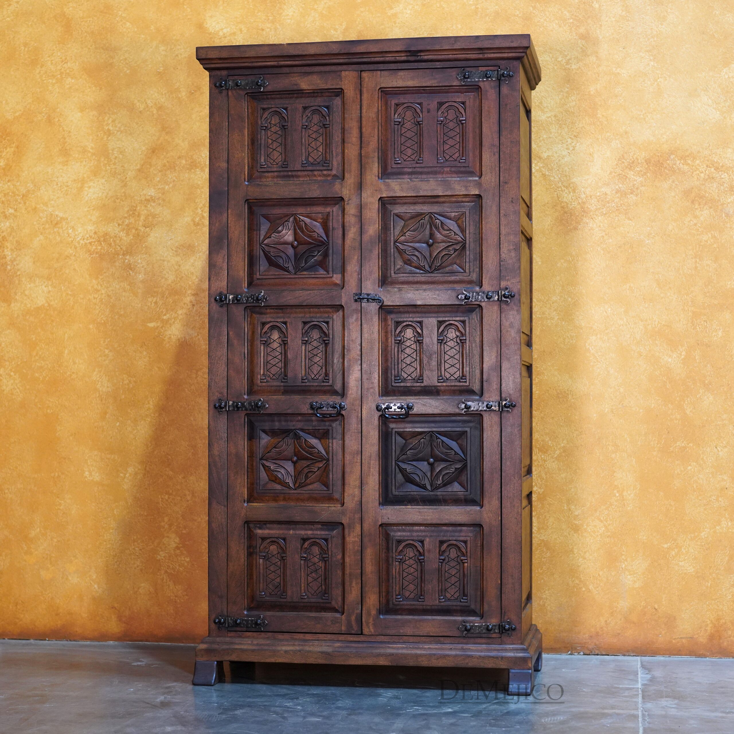 Armario Girasol, Spanish Carved Armoire, Spanish Armoire - Demejico
