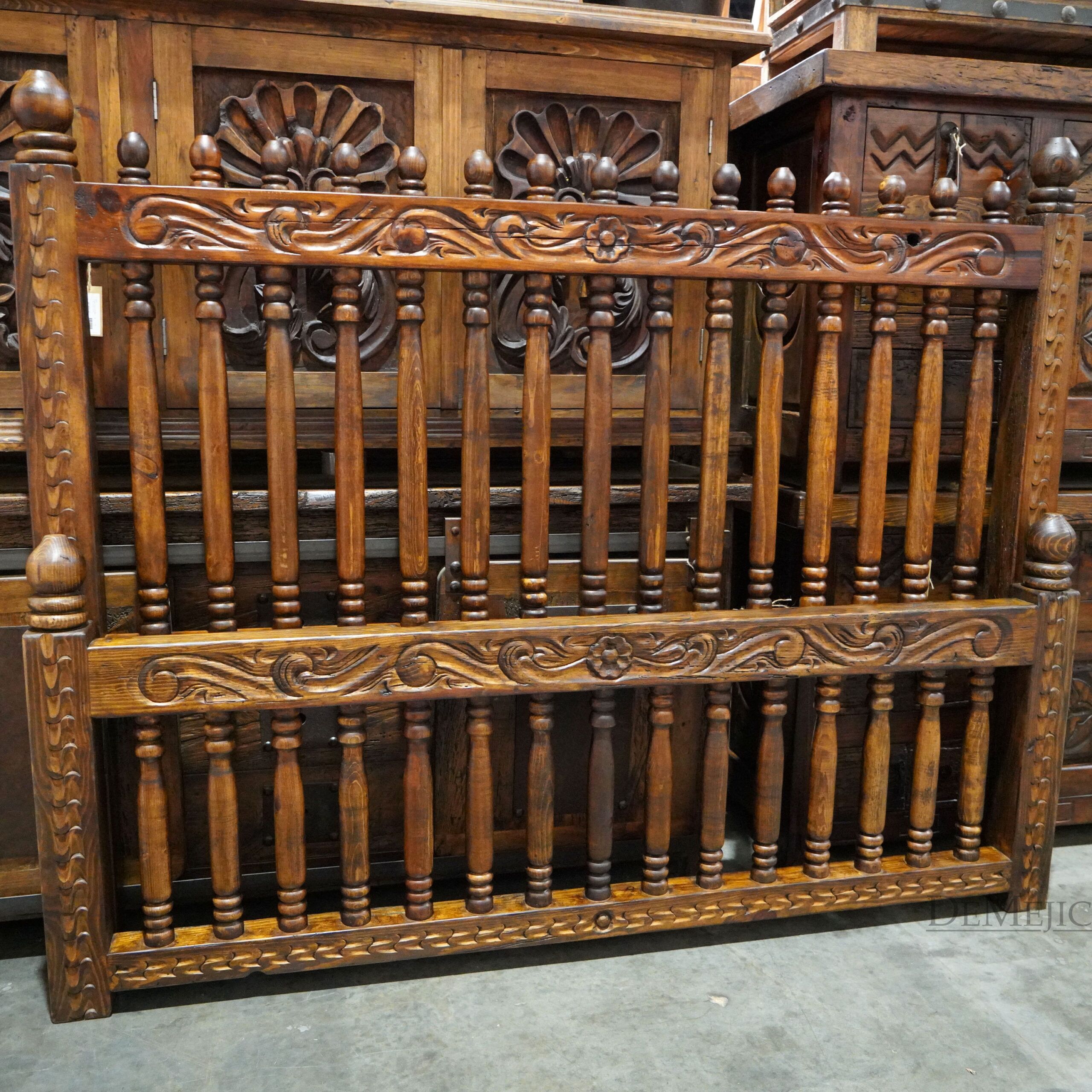 Cama Yucatán, Mexican Bed, Carved Bed - Demejico