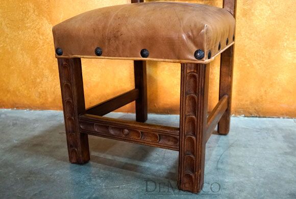 Spanish Carved Kitchen Chair, Silla Santa Fe